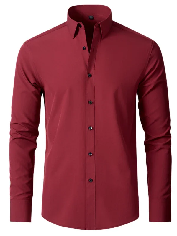 Men Long Sleeves Regular Fit Button-Down Shirt – Wrinkle-Resistant - Navy, Blue