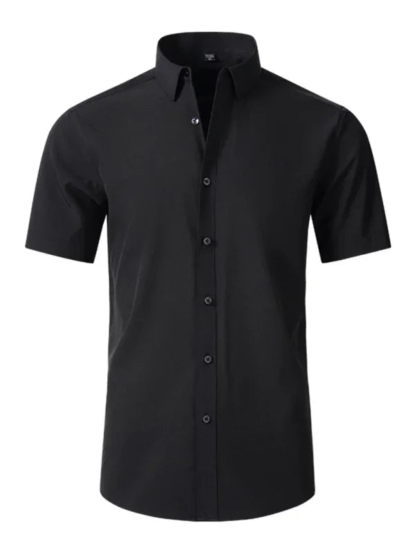 Men Short Sleeves Button-Down Regular Fit Dress Shirt – Wrinkle-Resistant - Purple