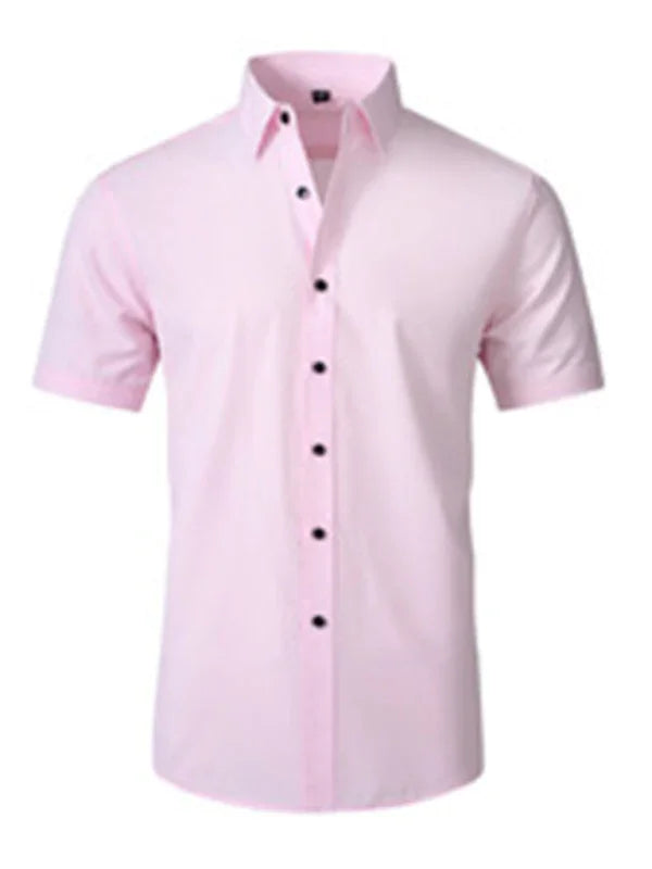 Men Short Sleeves Button-Down Regular Fit Dress Shirt – Wrinkle-Resistant - Purple