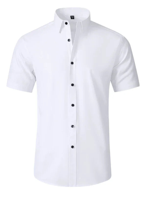 Men Short Sleeves Button-Down Regular Fit Dress Shirt – Wrinkle-Resistant - Purple