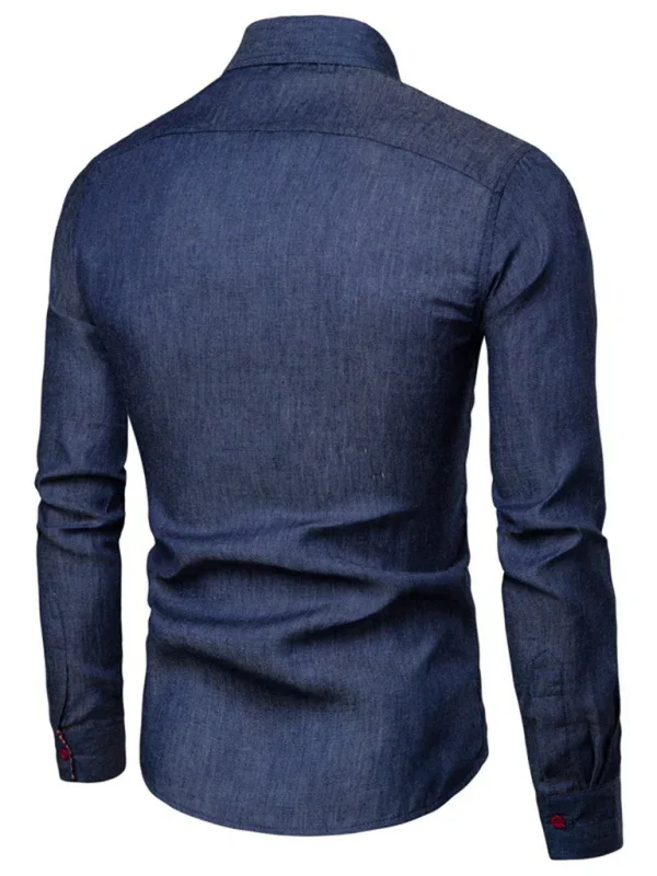 Men Long Sleeves Cotton Casual Shirt – Lightweight - Navy, Brown