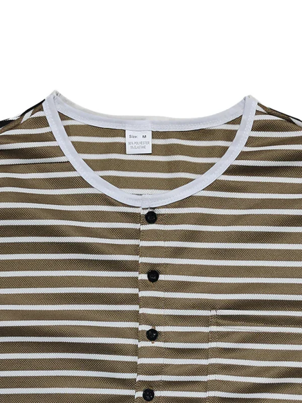 Men Long Sleeves Regular Fit Henley Shirt – Stretchable - Beige, White