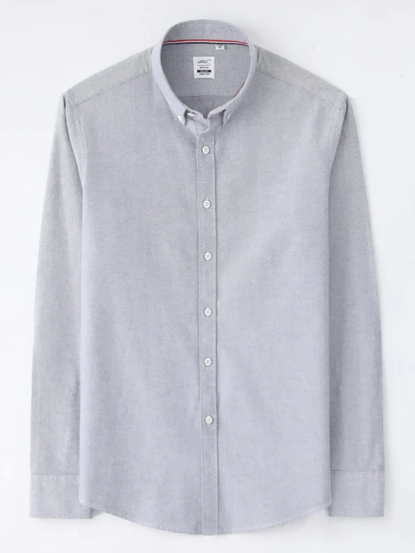 Men Button-Down Cotton Long Sleeves Casual Oxford Shirt – Breathable - White