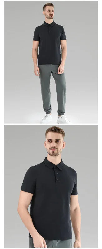 Men Casual Short Sleeves Polo Shirt – Breathable - Black