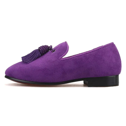 Kids Loafers Matching Style - Handcrafted Purple Suede Loafers for Parents and Kids -Guocali