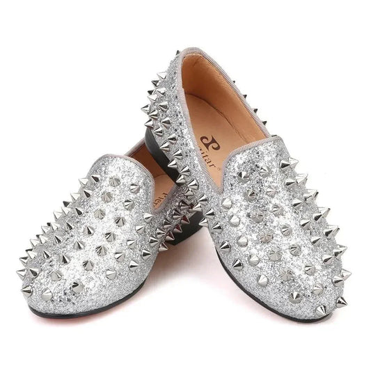 Kids Loafers Timeless Elegance: Handmade Spiked Loafers for Kids -Guocali