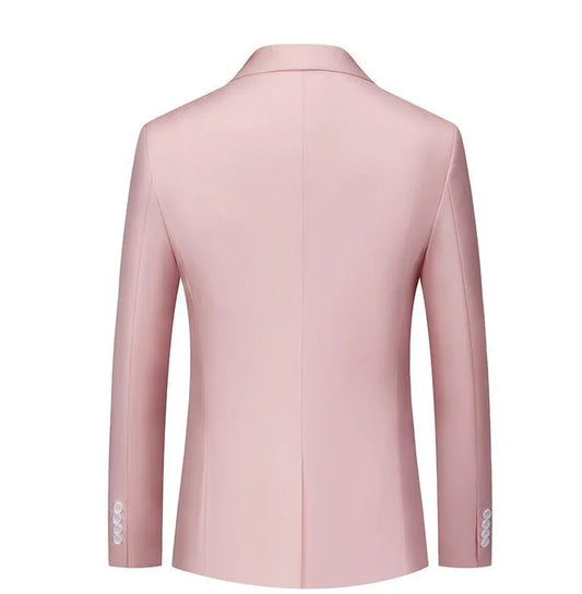 Men Blazer - 1-Button Style Formal Blazer - Pink -Guocali