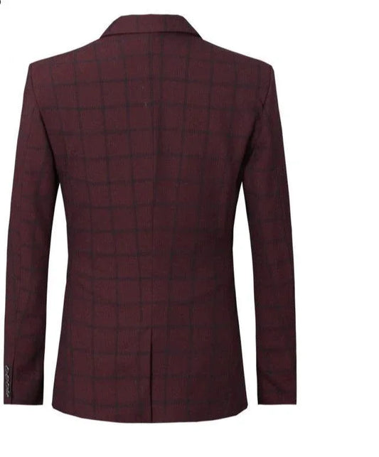 Men Blazer - Checked Formal Blazer -Guocali