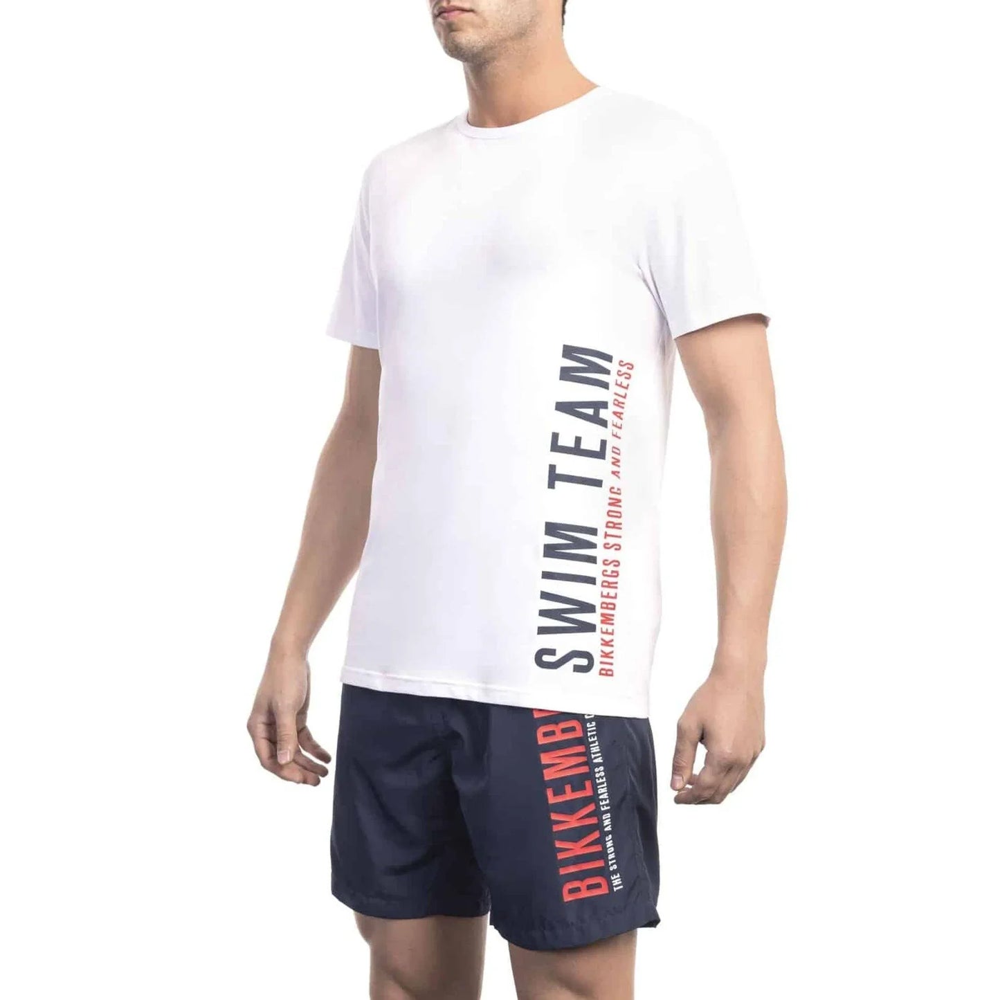 Men Crew-Neck Short-Sleeves T-Shirt – Stretchable - White -Guocali