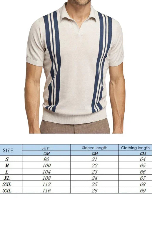 Men Short Sleeves Casual Polo Shirt – Lightweight - Beige, Blue -Guocali
