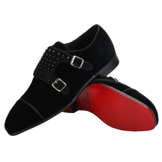 Men Slipper Dress Loafers - Buckles Monk Strap Formal Dress Shoes