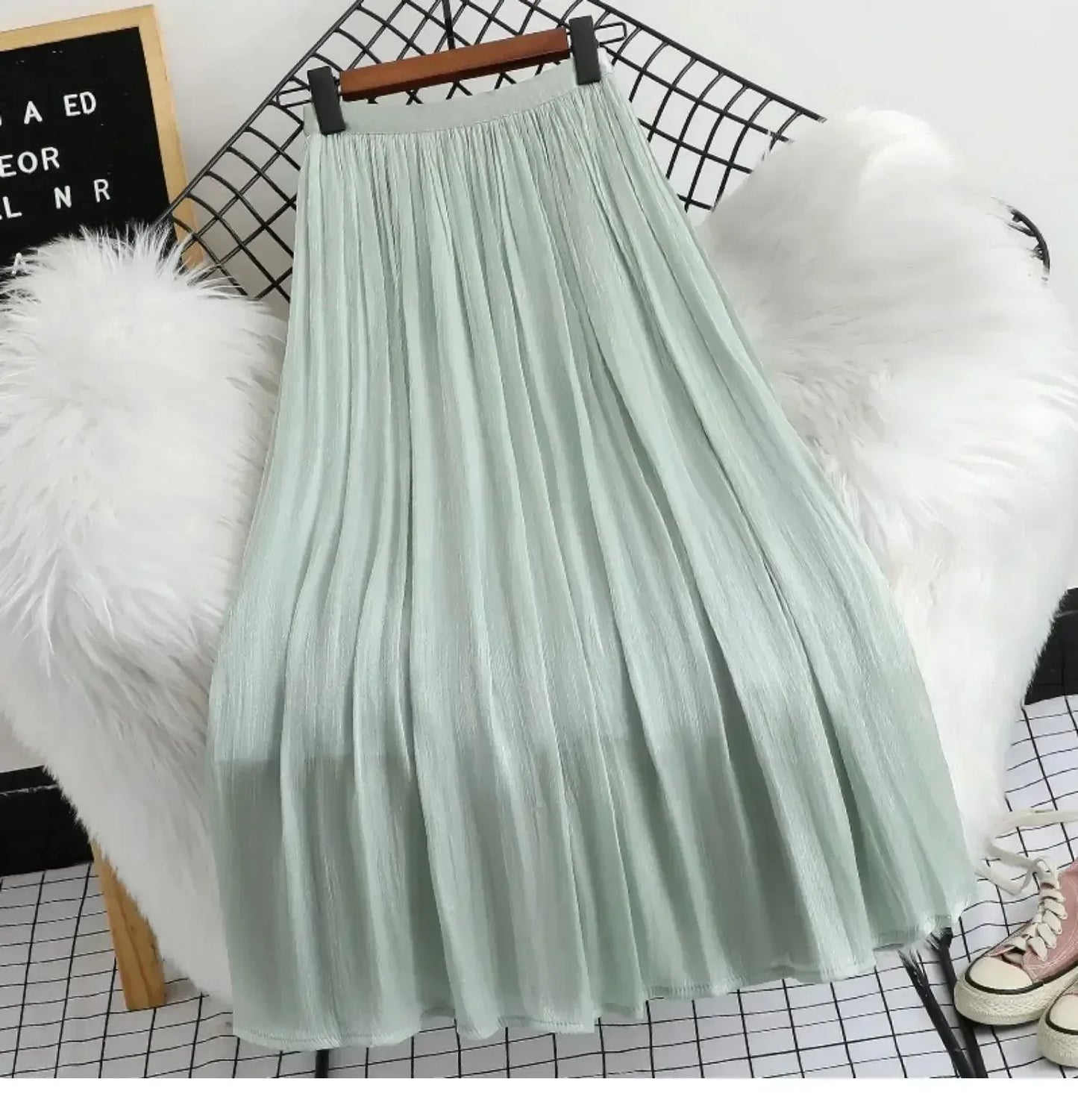 Minimalist Solid Color A-Line Skirt -Guocali