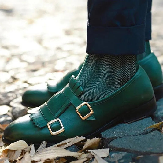 Men Kiltie Dress Loafers - Buckles, Straps Monk Strap Formal Dress Shoes