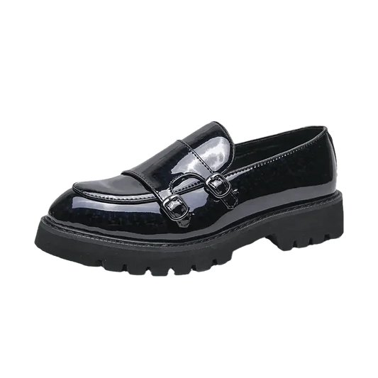 Men Casual Chunky Dress Loafers - Buckles Straps Monk Strap Formal Dress Shoes