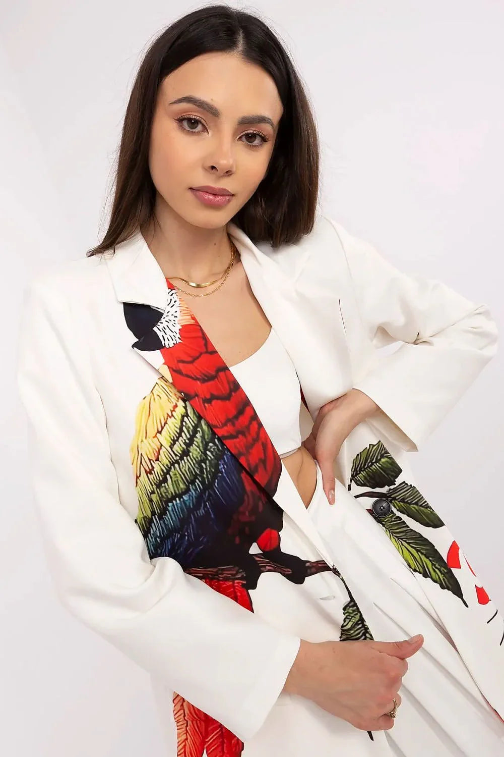 Women Blazer - Breathable - 1-Button - Beige, Multicolor -Guocali