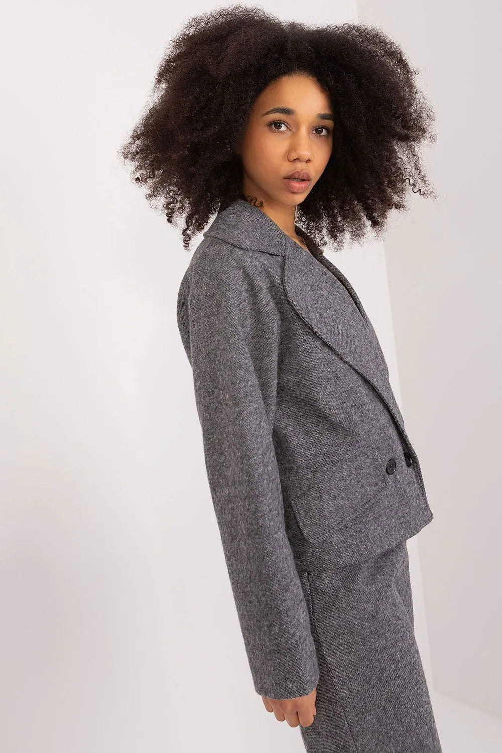 Women Blazer - Breathable - Double-Breasted - Gray -Guocali