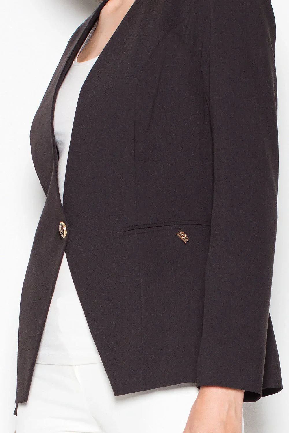 Women Blazer - Lightweight - 1-Button - Black -Guocali