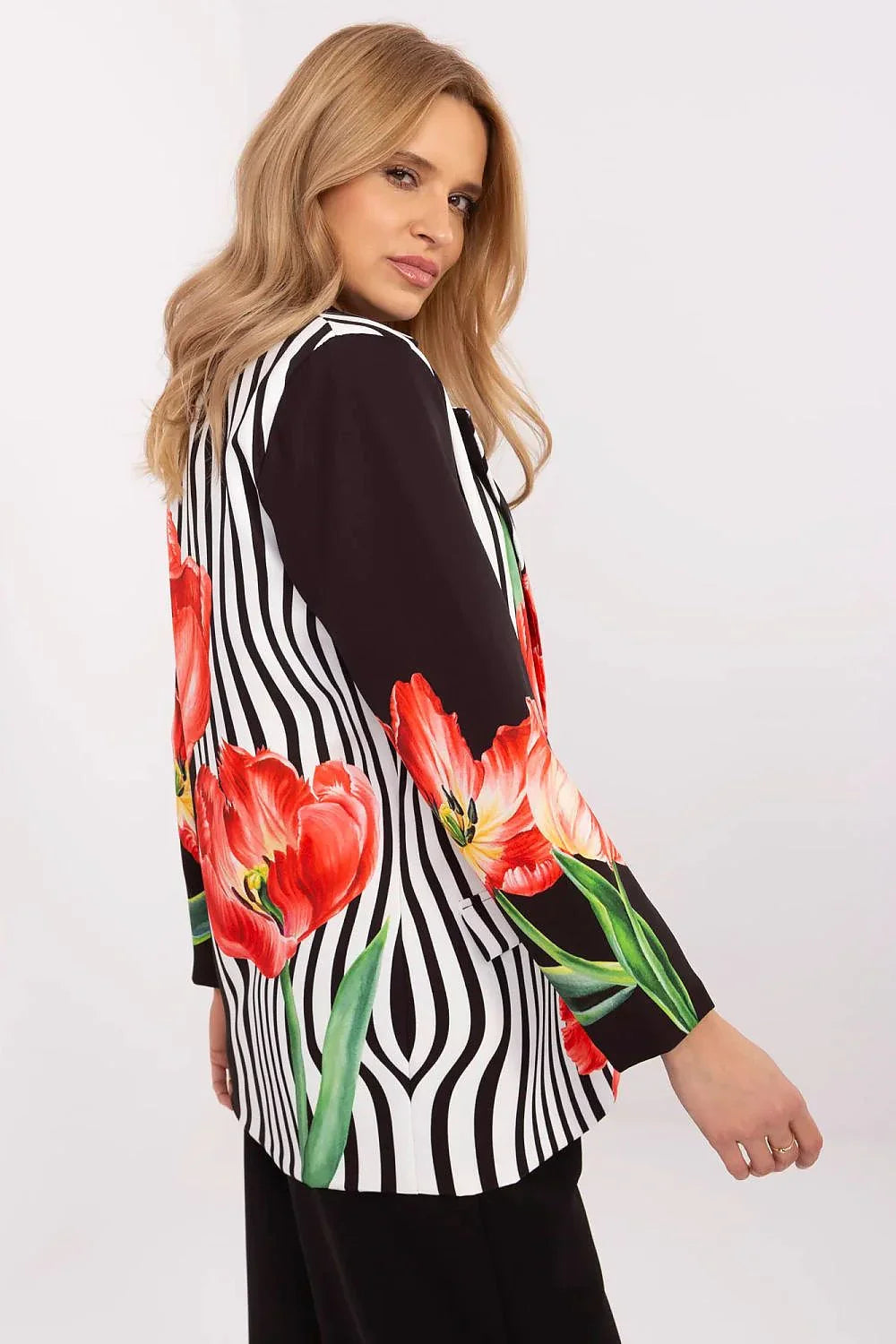 Women Blazer - Lightweight - 1-Button - Black, Multicolor -Guocali