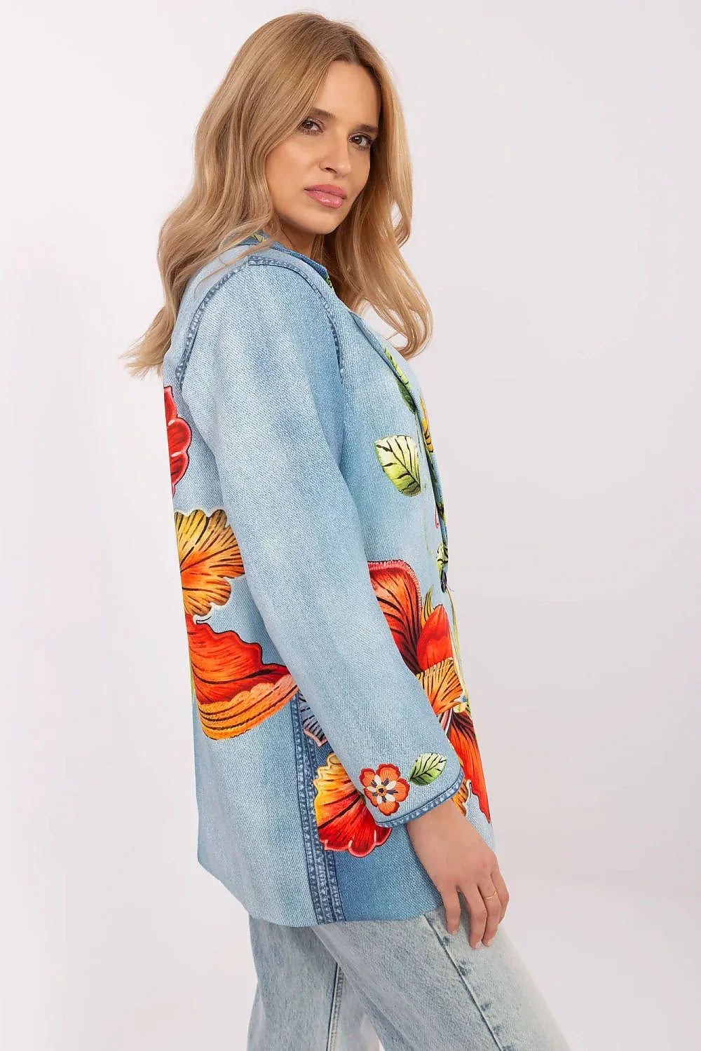 Women Blazer - Lightweight - 1-Button - Blue, Multicolor -Guocali