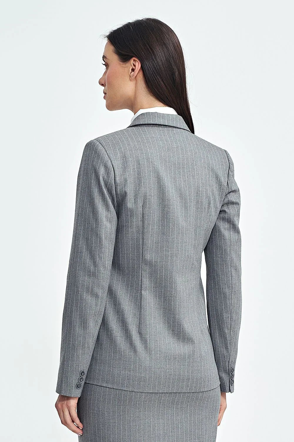 Women Blazer - Lightweight - 1-Button - Gray -Guocali