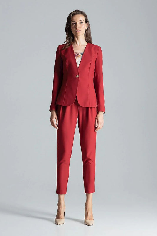 Women Blazer - Lightweight - 1-Button - Red -Guocali