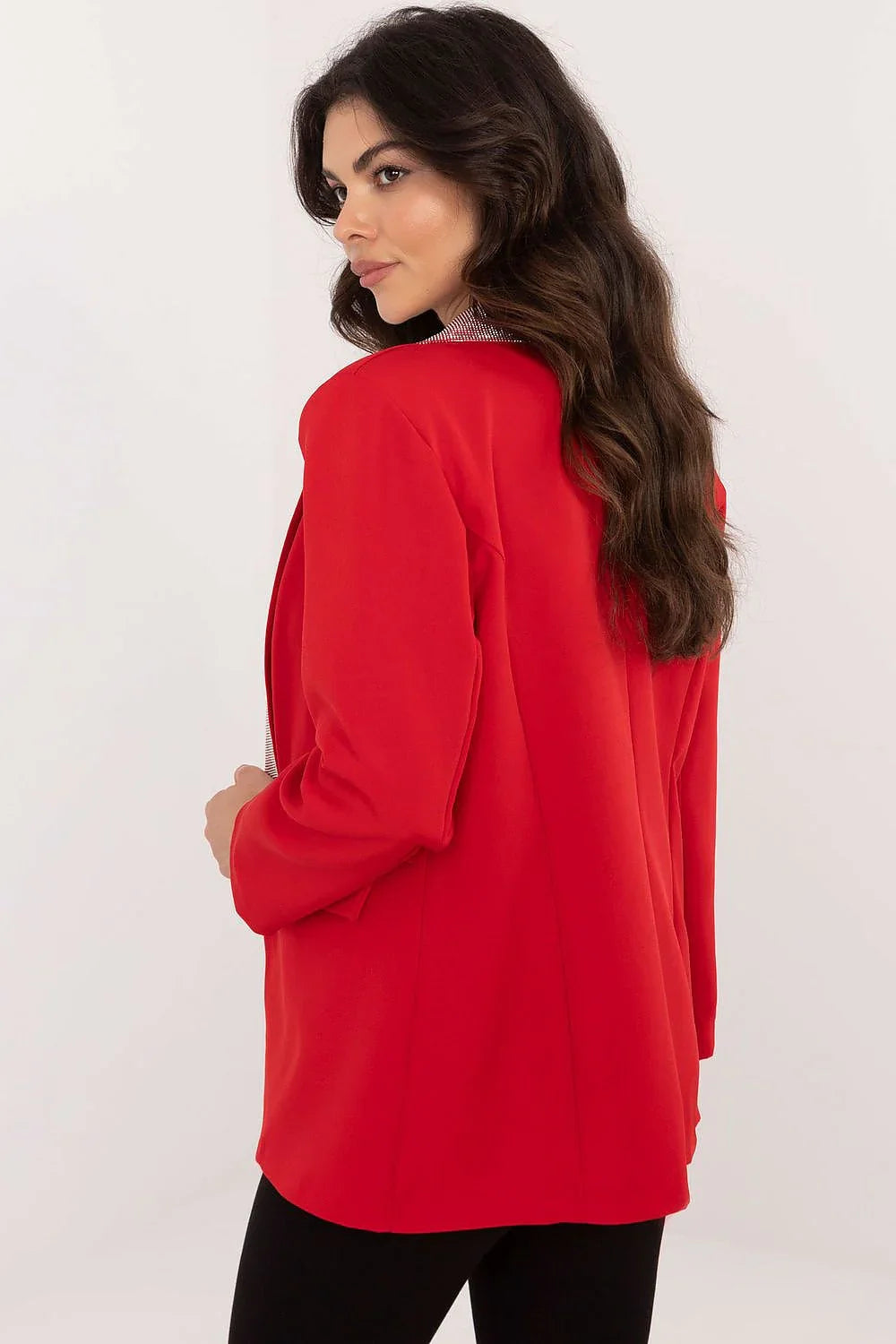 Women Blazer - Lightweight - 1-Button - Red -Guocali