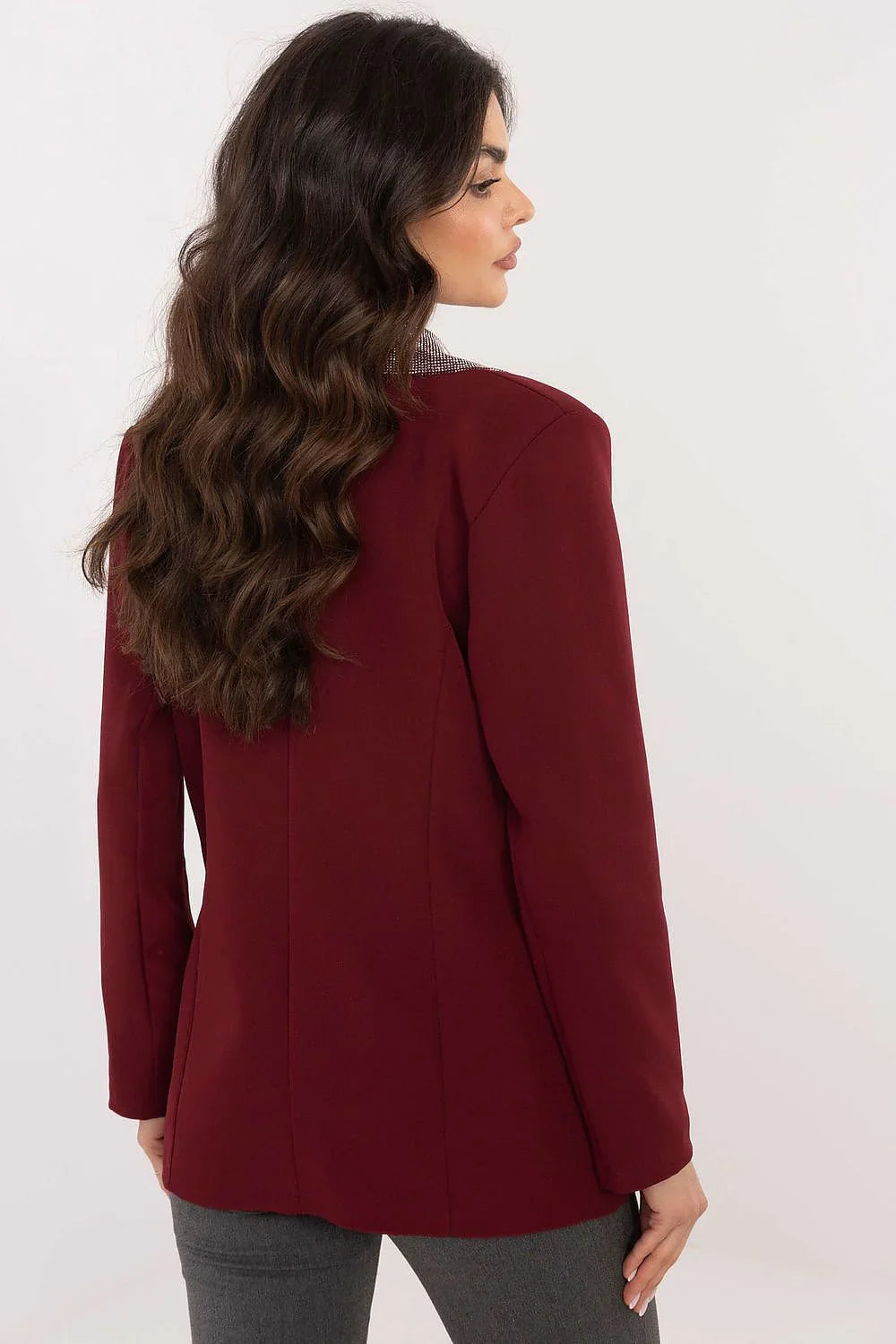 Women Blazer - Lightweight - 1-Button - Red -Guocali