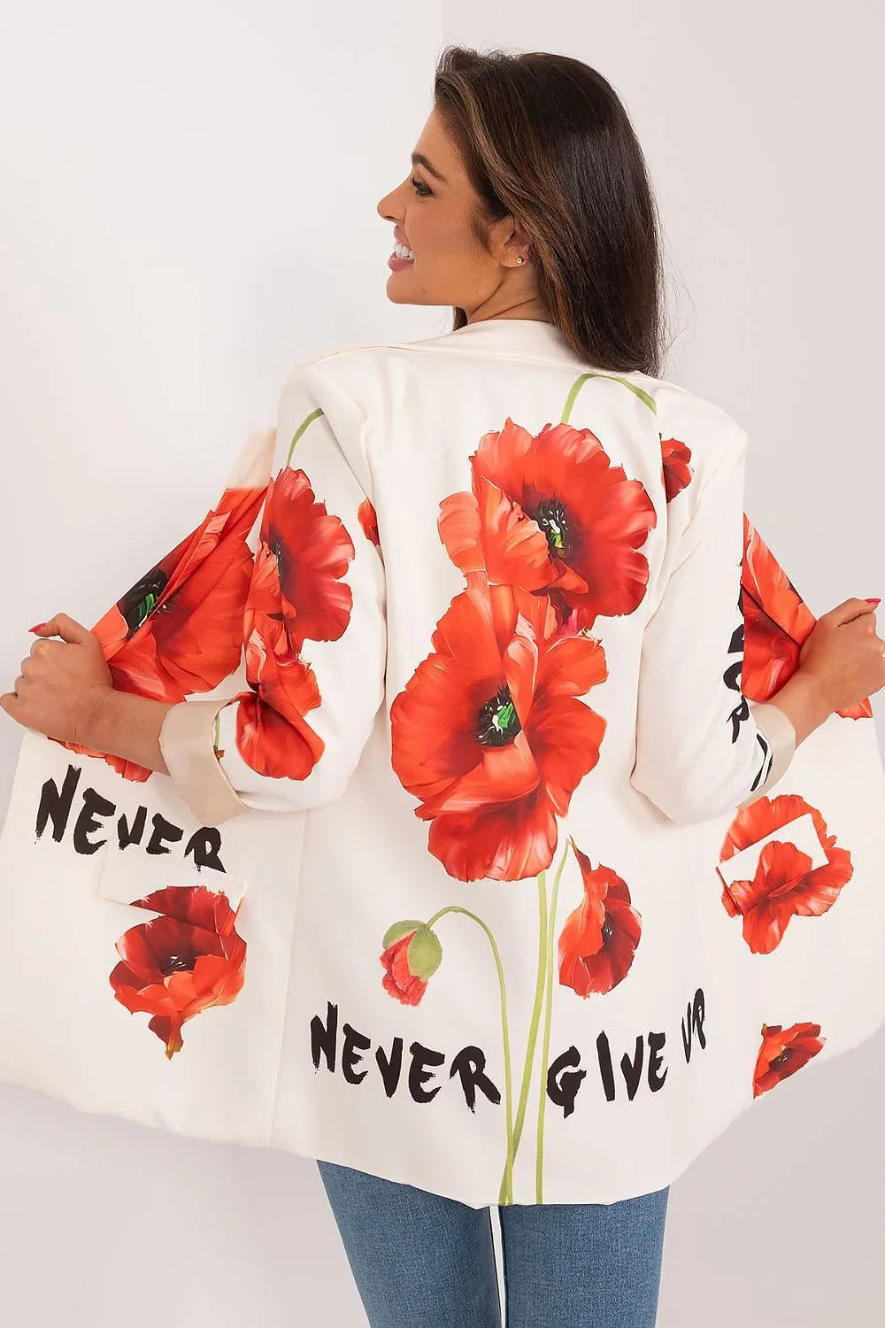 Women Blazer - Lightweight - Button - Beige, Multicolor, Red, Green, Black -Guocali