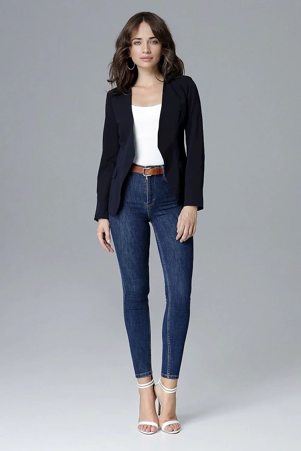 Women Blazer - Lightweight - Button - navy -Guocali