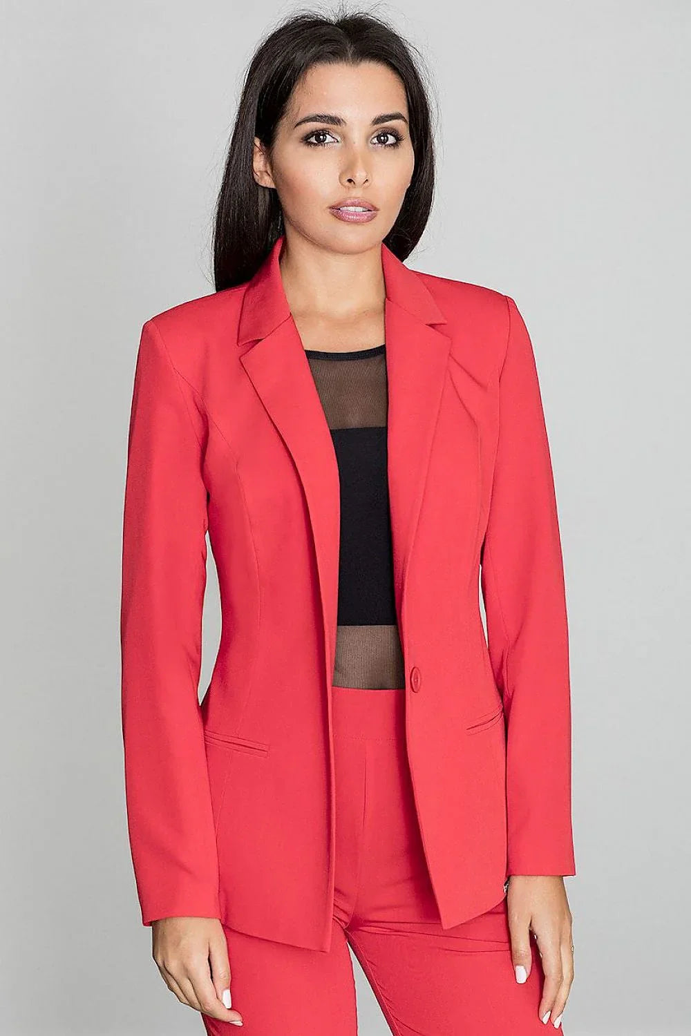 Women Blazer - Lightweight - Button - red -Guocali