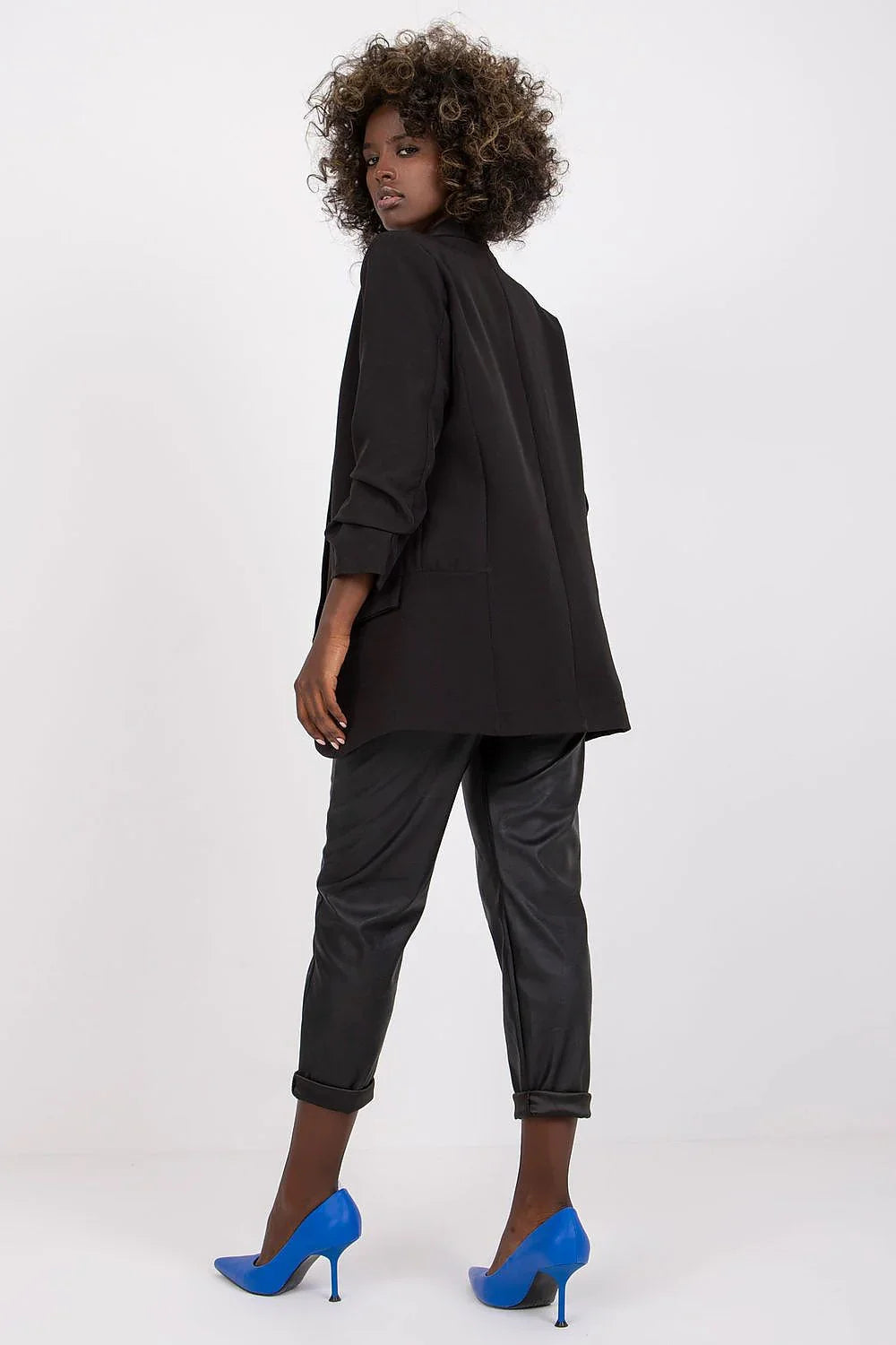Women Blazer - Lightweight - Slip-On - Black -Guocali