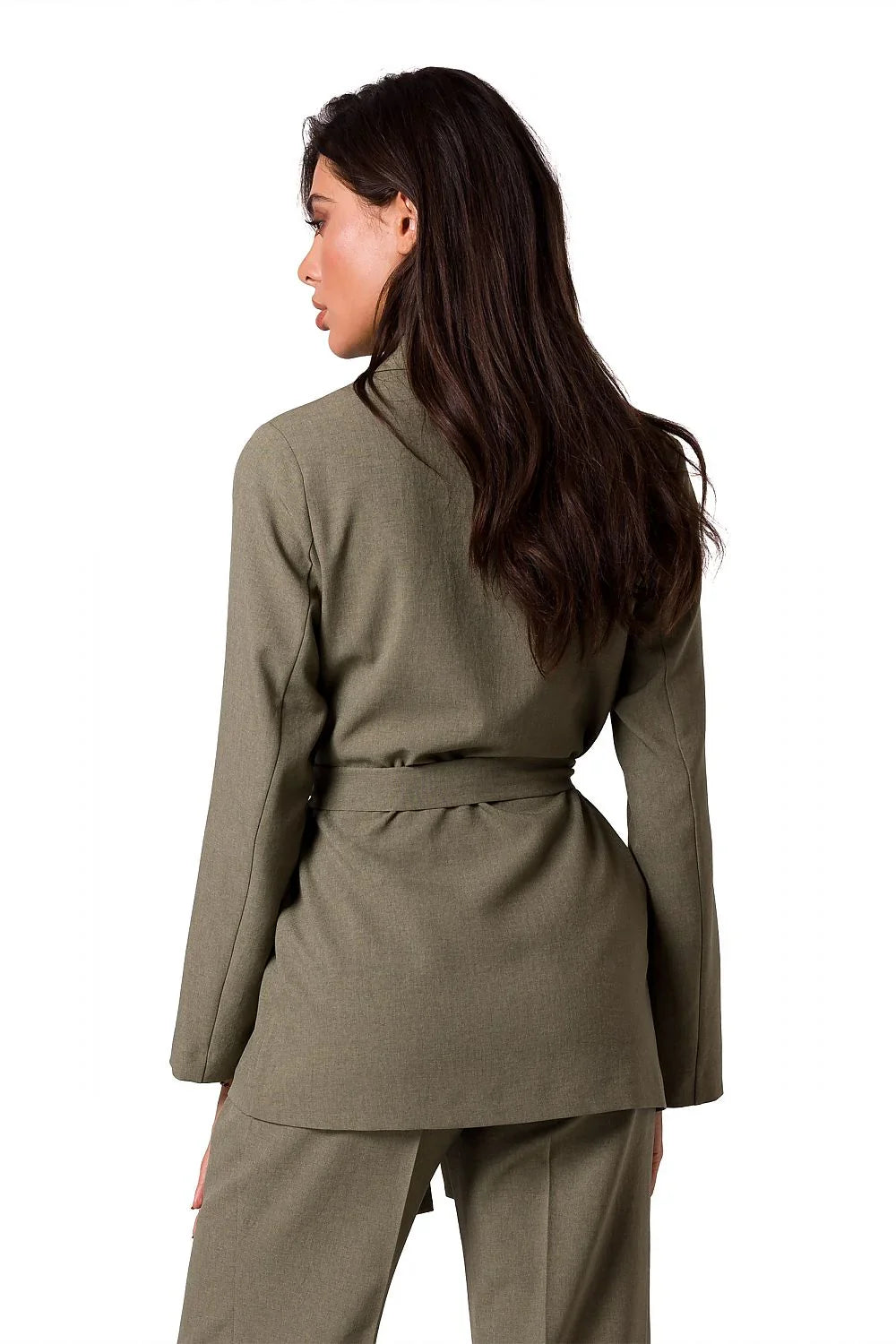 Women Blazer - Lightweight - Tie, Belted - Green -Guocali