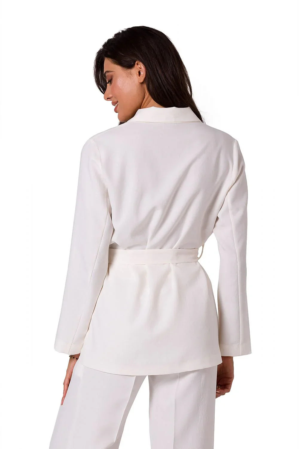 Women Blazer - Lightweight - Tie, Belted, Wrap - Beige -Guocali