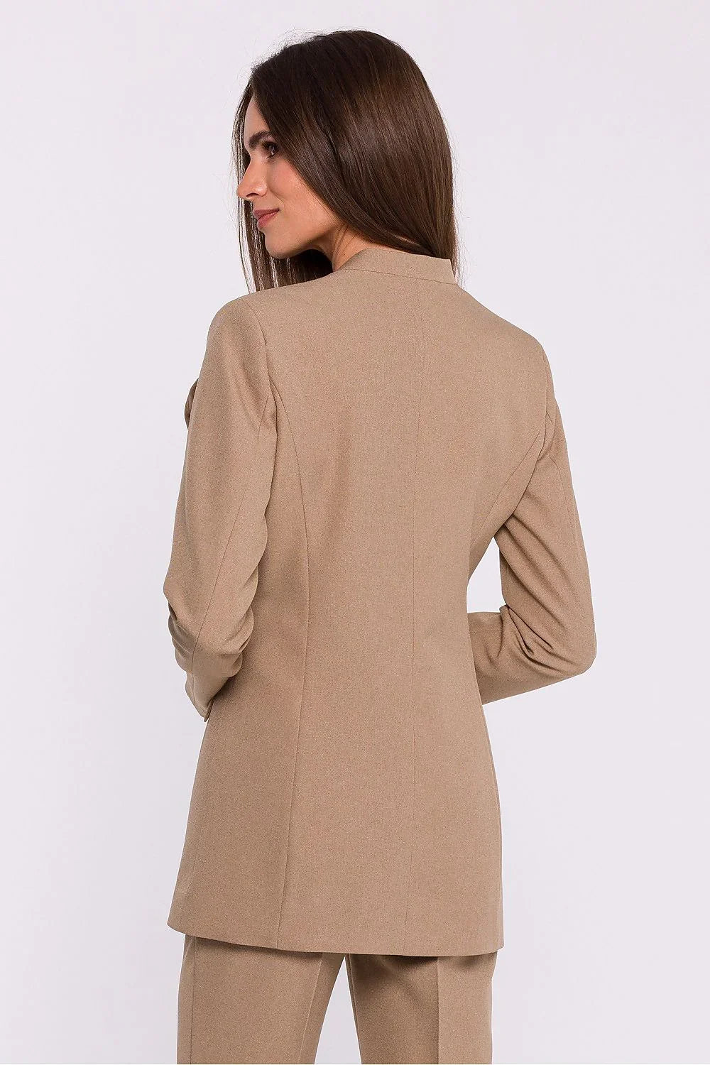 Women Blazer - Stretchable - 1-Button - Beige -Guocali