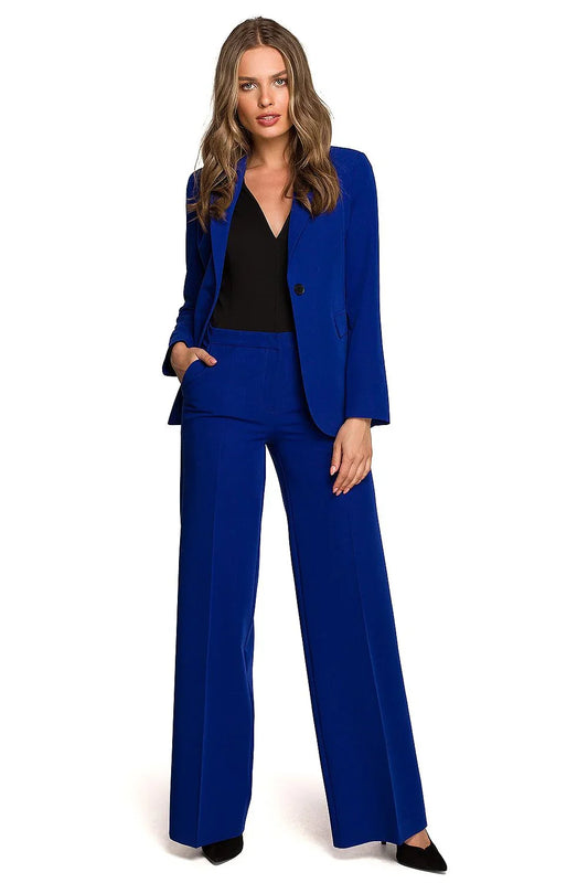 Women Blazer - Stretchable - 1-Button - Blue -Guocali