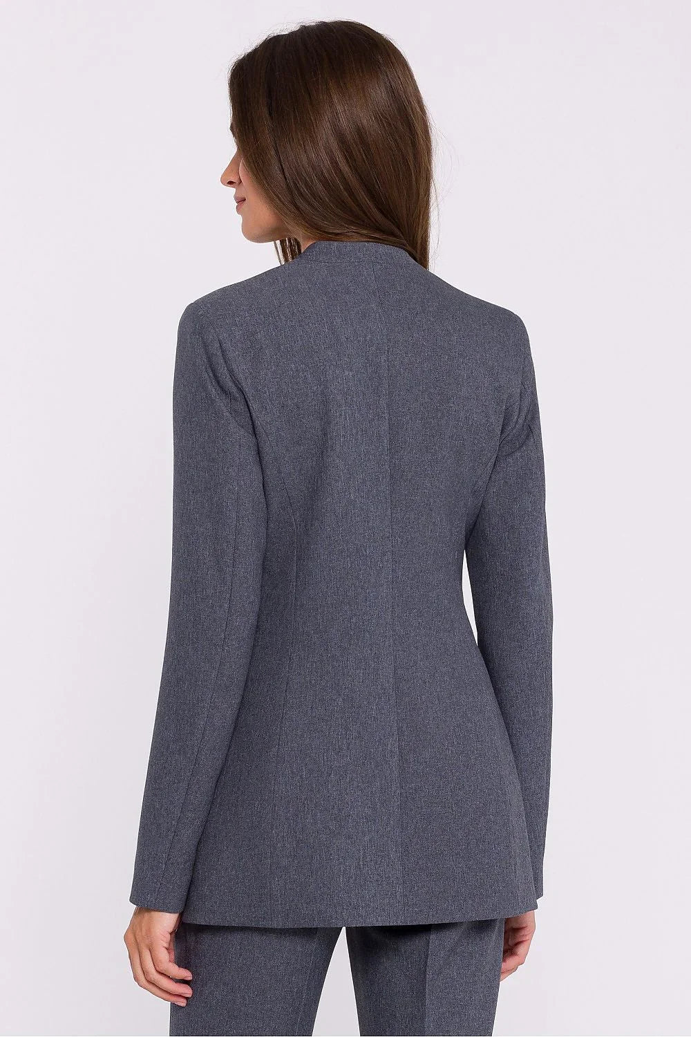 Women Blazer - Stretchable - 1-Button - Gray -Guocali