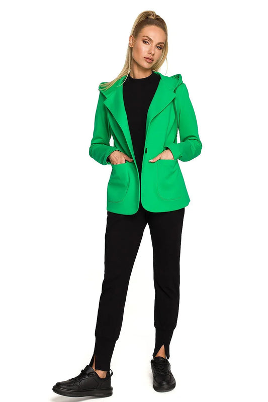 Women Blazer - Stretchable - 1-Button - Green -Guocali