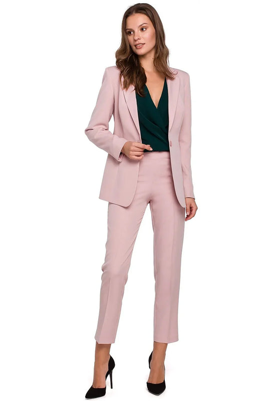 Women Blazer - Stretchable - 1-Button - Pink -Guocali