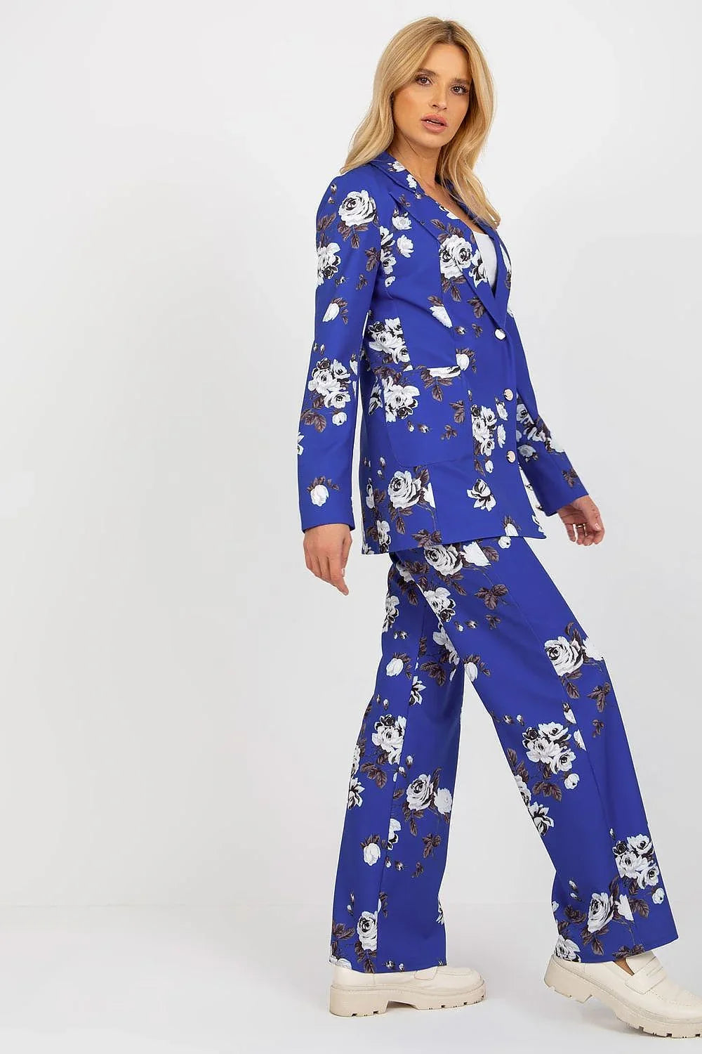 Women Blazer - Stretchable - Button - Blue, White, Brown -Guocali