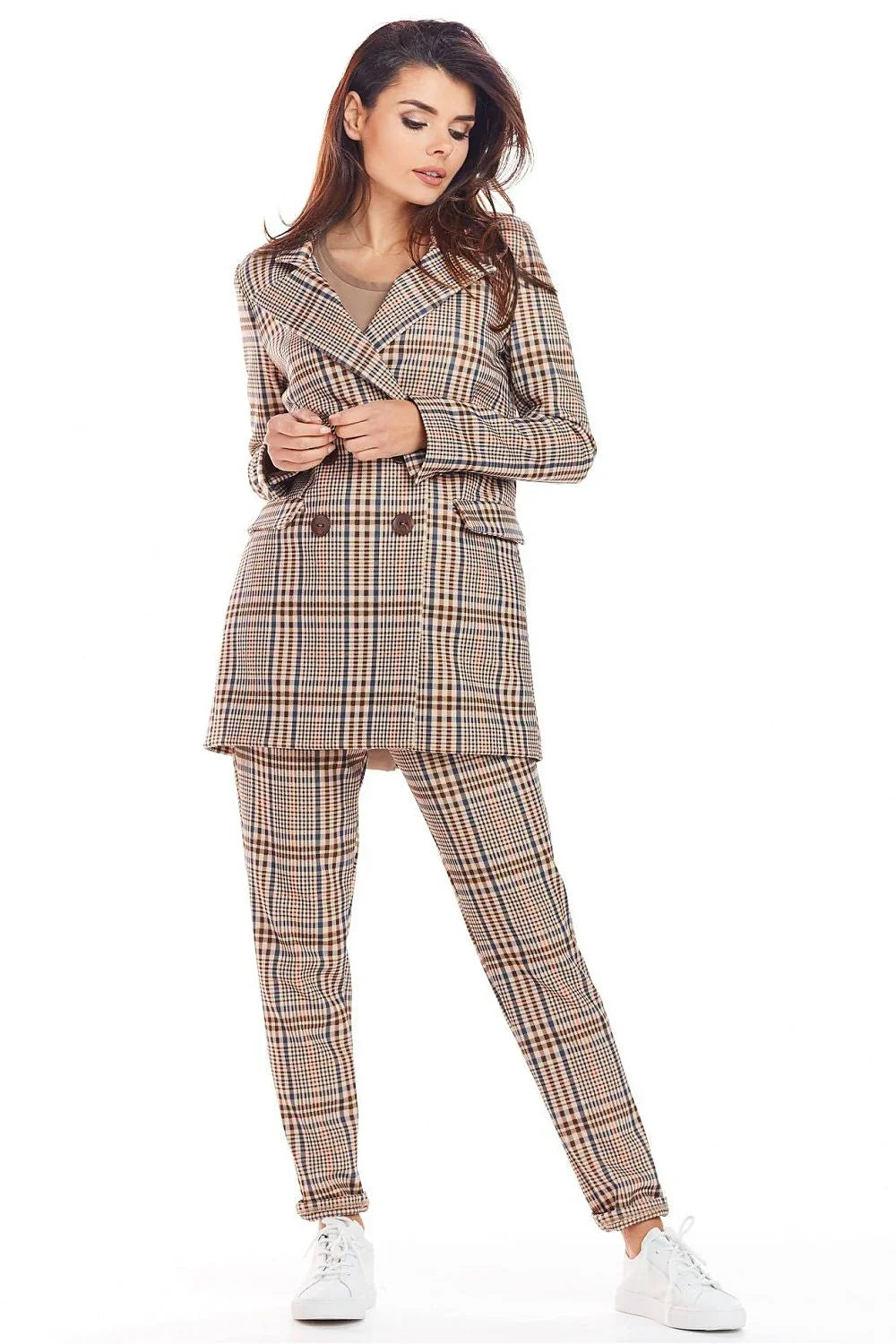 Women Blazer - Stretchable - Button - brown, beige, navy -Guocali