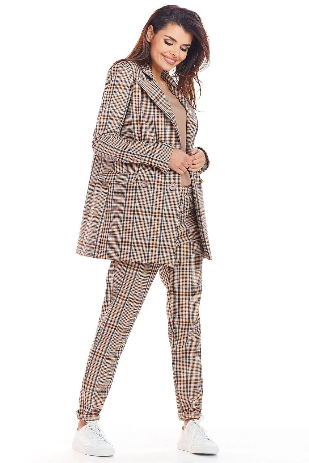 Women Blazer - Stretchable - Button - brown, beige, navy -Guocali
