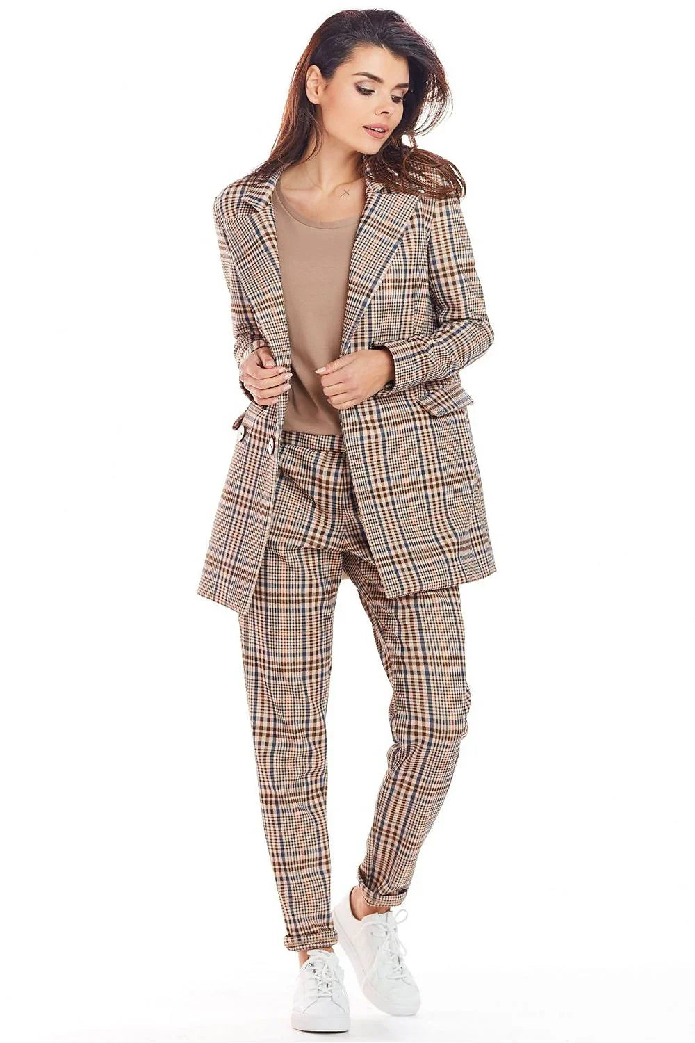 Women Blazer - Stretchable - Button - brown, beige, navy -Guocali