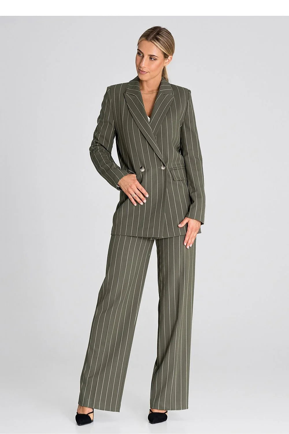Women Blazer - Stretchable - Double-Breasted - Green -Guocali