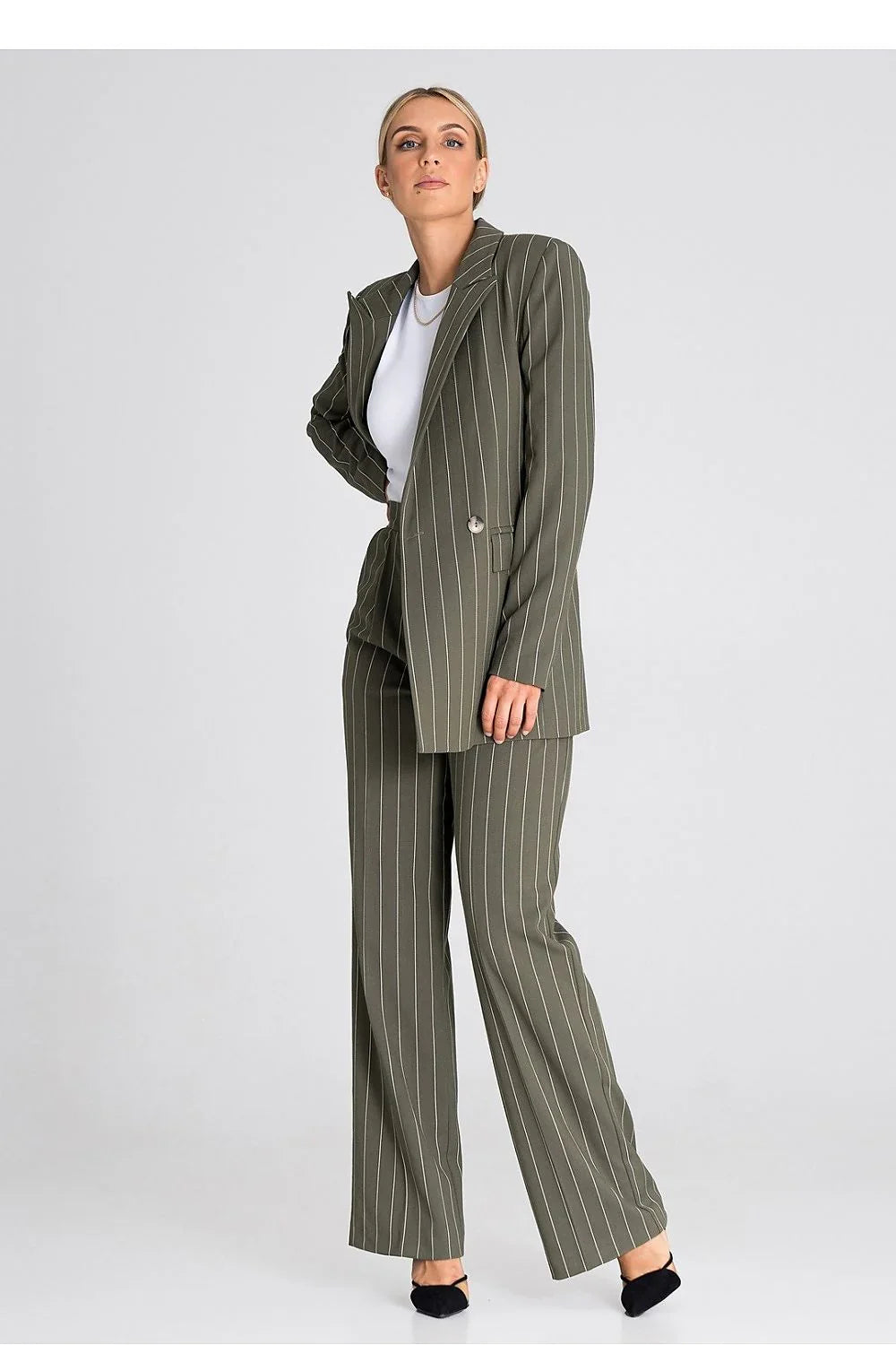 Women Blazer - Stretchable - Double-Breasted - Green -Guocali