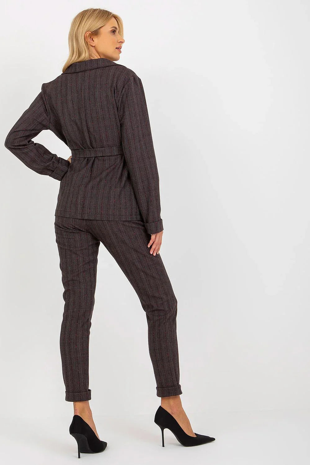 Women Blazer - Stretchable - Wrap, Belted - Gray -Guocali