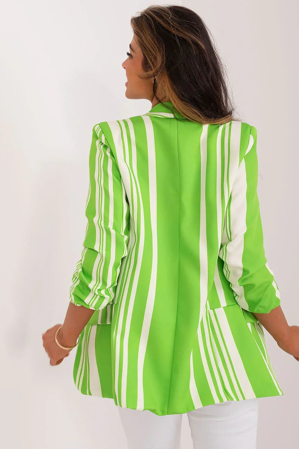 Women Blazer - Wrinkle-Resistant - Slip-On - Green, White -Guocali