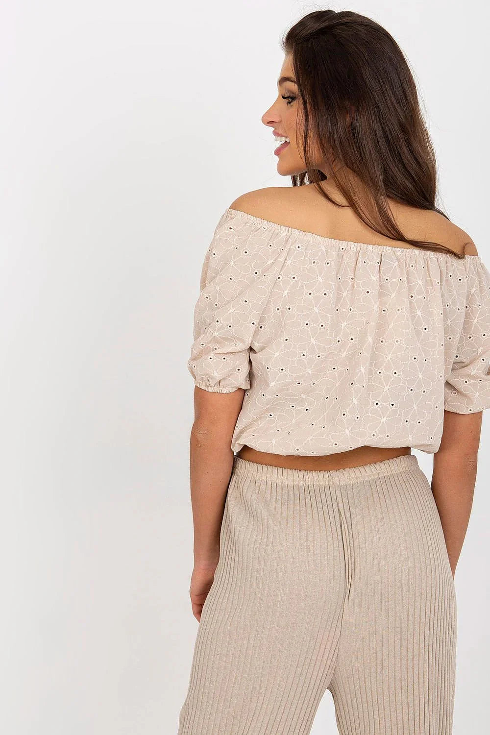 Women Blouse – Breathable – Short Sleeve - Beige -Guocali