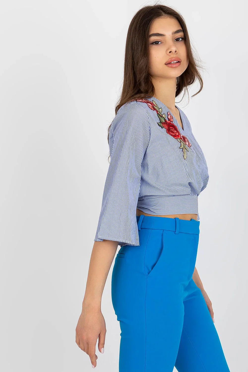 Women Blouse – Breathable – Three-Quarter Sleeve - Navy -Guocali
