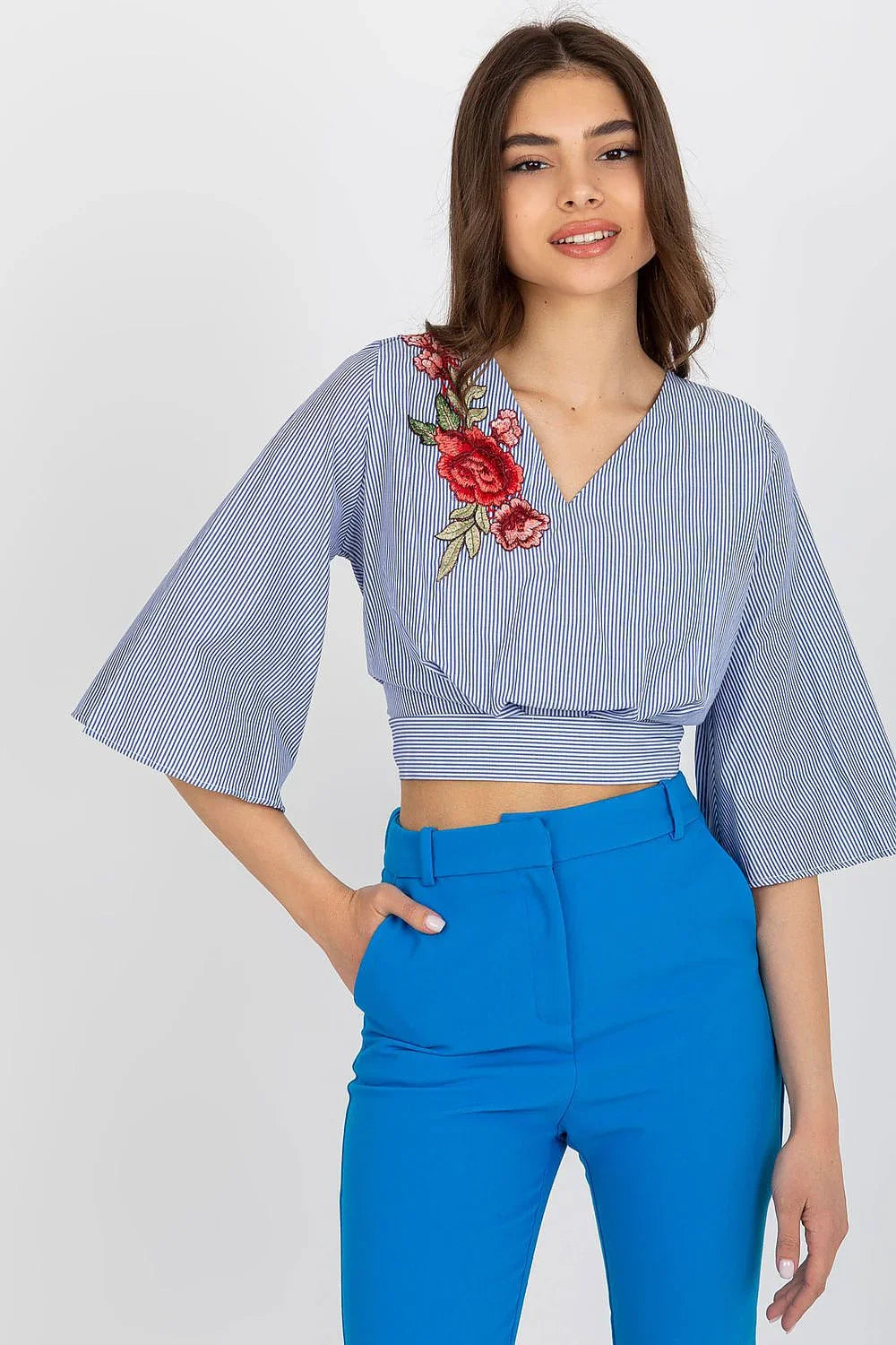 Women Blouse – Breathable – Three-Quarter Sleeve - Navy -Guocali
