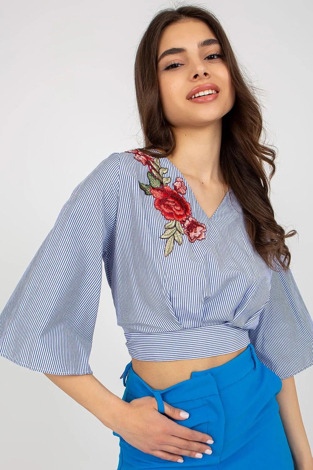 Women Blouse – Breathable – Three-Quarter Sleeve - Navy -Guocali